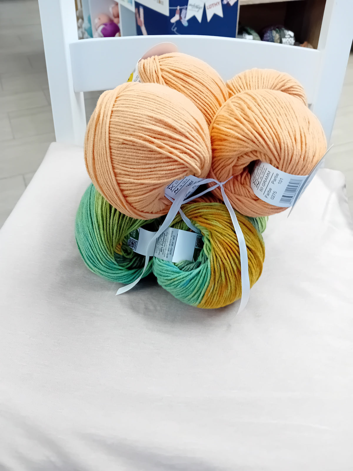 Baumwollgarn Wollpakete SuperSoft, Farbe orange/grün-mehrfarbig